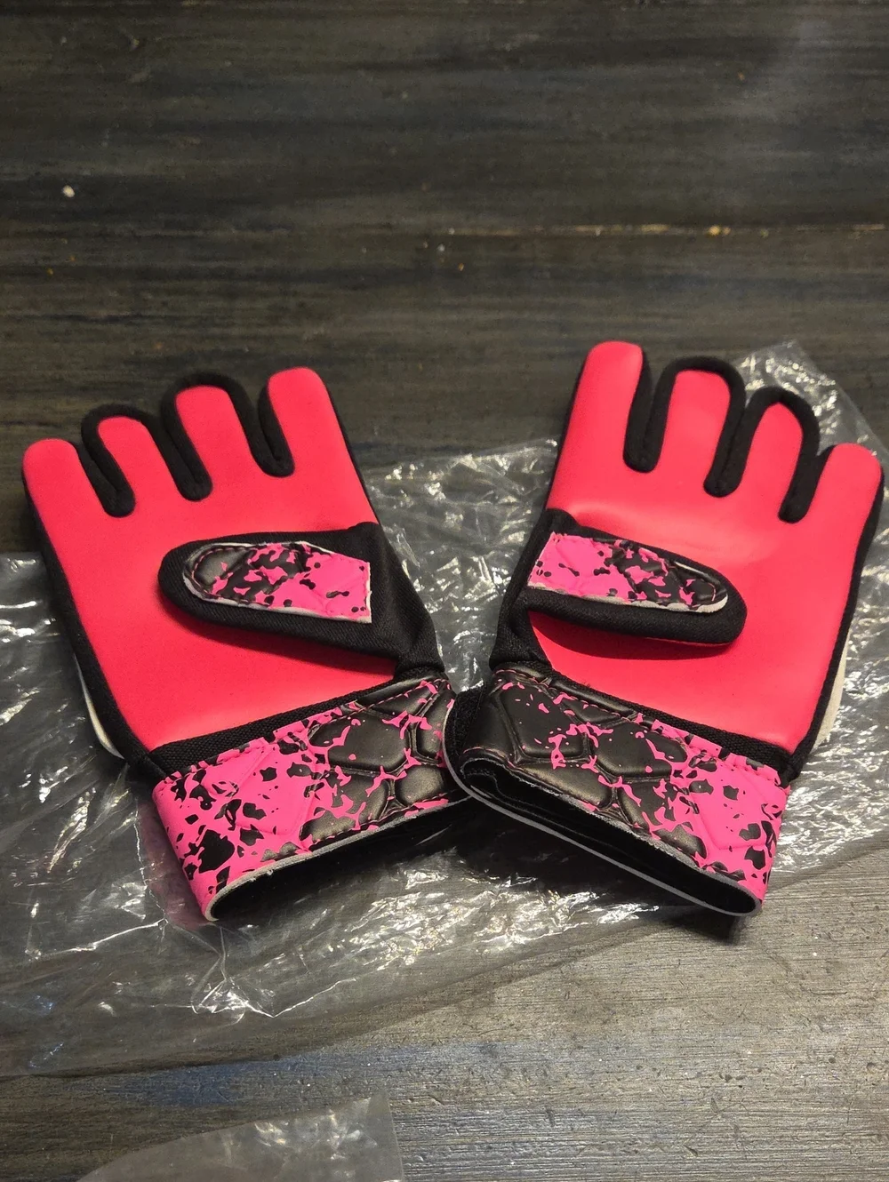 Kids Pink and Black Goalkeeper Gloves